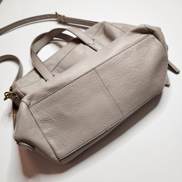 Fossil Light Gray Leather Satchel